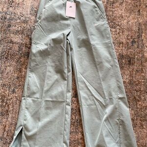 Kids Nike Light Sage Green Wide-Leg Pants with Side Slits